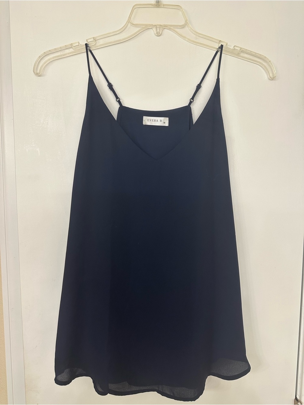 Evera B Navy Blue V-Neck Spaghetti Strap Slip Camisole